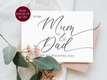 To My Mum And Dad On My Wedding Day Card PRINTABLE