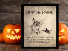 Happy Halloween Print Wall Art Decor Witch Sign PRINTABLE