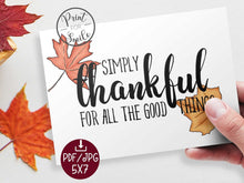 Thankful Thanksgiving Card PRINTABLE