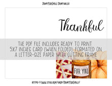 Thankful For You Card PRINTABLE Thanksgiving