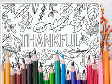 Thankful Coloring Page PRINTABLE Placemat Thanksgiving
