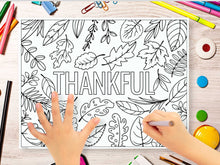 Thankful Coloring Page PRINTABLE Placemat Thanksgiving