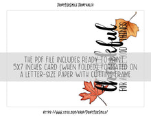 Thankful Thanksgiving Card PRINTABLE