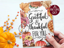 Thanksgiving Card PRINTABLE Thankful