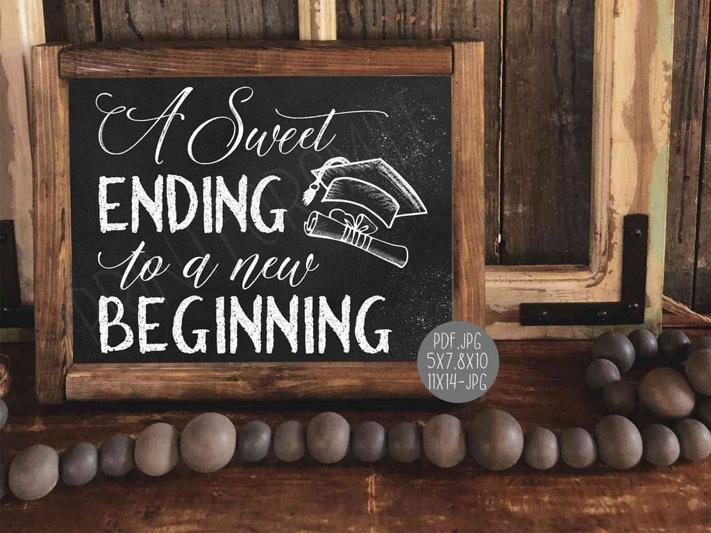 A Sweet Ending To A New Beginning Sign PRINTABLE Chalkboard a-sweet-ending-to-a-new-beginning-sign-printable-chalkboard