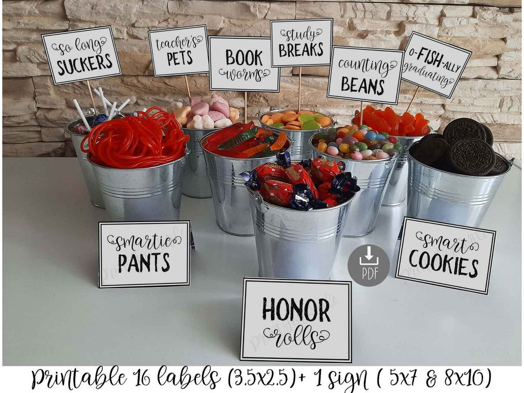 graduation-candy-bar-sign-labels-party-decorations-printable for Candy Bar Sign Printable Free Graduation Candy Bar Sign Labels Party Decorations PRINTABLE for Candy Bar Sign Printable Free