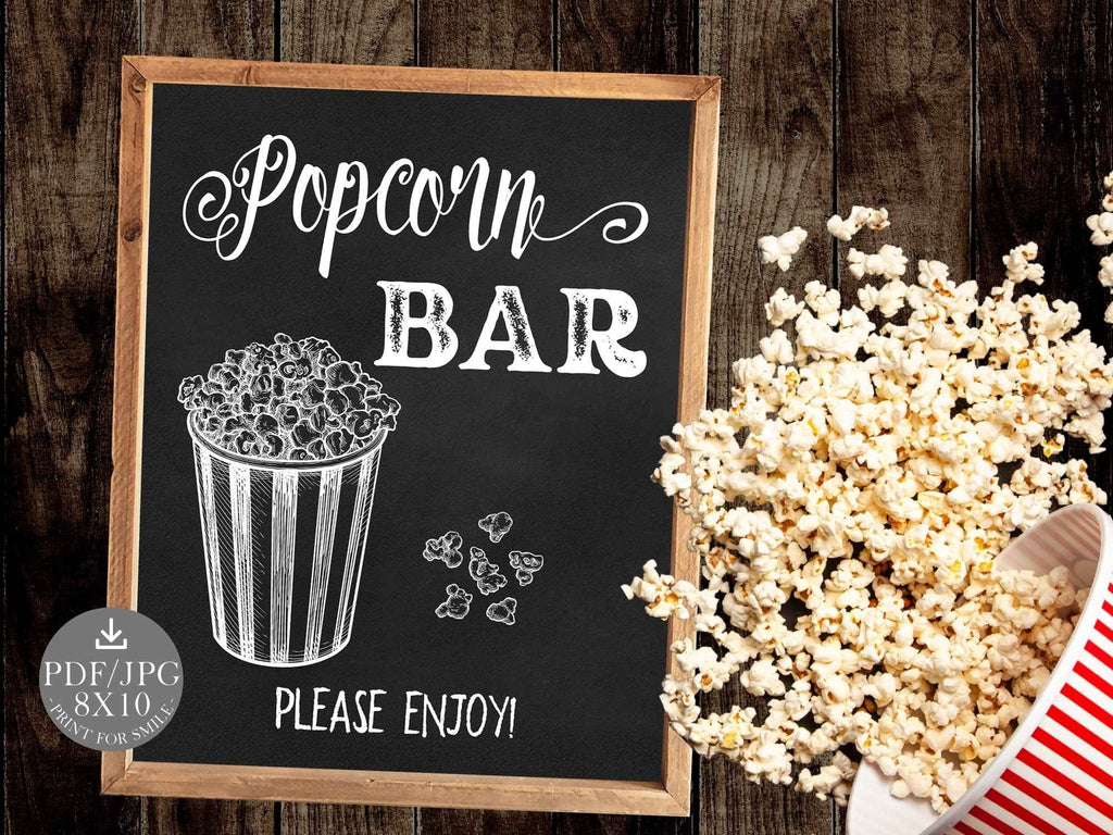 Popcorn Bar Sign PRINTABLE Graduation Chalkboard popcorn-bar-sign-printable-graduation-chalkboard