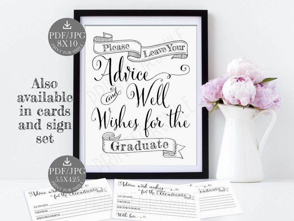 Graduation Advice Cards Wishes PRINTABLE for Graduation Advice Cards Free Printable