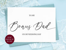 To My Bonus Dad On My Wedding Day Card PRINTABLE
