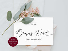 To My Bonus Dad On My Wedding Day Card PRINTABLE