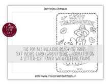 Thanksgiving Coloring Cards PRINTABLE