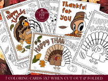 Thanksgiving Coloring Cards PRINTABLE