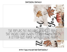 Thankful For You Card Thanksgiving Card PRINTABLE