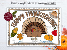 Thanksgiving Card Coloring PRINTABLE Colorable
