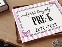 Pink First Day Of Pre-K Sign Coquette PRINTABLE, Girl Back To School Sign, 1st Day Photo Prop, Cute Bow PreK, Instant Download