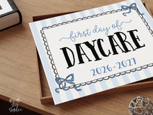 First Day Of Daycare Sign Coquette PRINTABLE Back To School Sign, Photo Prop, Instant Download, Cute Bow, Whimsical, Elegant Sign Lace