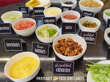 Taco Bar Labels, Taco Food Tent Cards PRINTABLE, Graduation Taco Bar Chalkboard Party Fiesta Tags, Taco Buffet, Mexican Menu Signs, Wedding