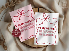 Bestie Card Galentines Day Card PRINTABLE, Trendy BFF Card, Cute Card