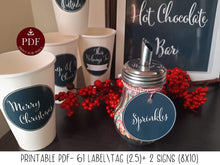 Hot Chocolate Bar Labels Sign PRINTABLE Tags