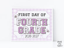 First Day Of Fourth Grade Sign Glitter PRINTABLE, 4th Grade Back To School Sign, Whimsical Bold Modern Elegant Girl Photo Prop