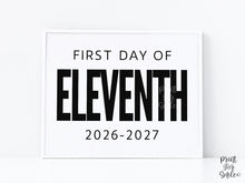Bold First Day Of Eleventh Grade Sign PRINTABLE, 11th Grade Minimalist Boy Back To School Sign, Photo Prop Simple, Clean Classic Modern