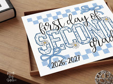 First Day Of 2nd Grade Sign Toile PRINTABLE, Second Grade Sign, Gingham School Sign, Photo Prop, Daisy Cute Elegant Coquette Whimsical