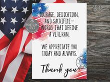 Thank You Veteran Card Veterans Day Card PRINTABLE Military Army Navy Marines Gift