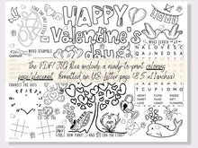Valentines Day Placemat PRINTABLE Kids Activity Page Coloring Party