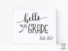 Hello 3rd Grade Sign PRINTABLE, First Day Of Third Grade, Back To School Sign, Clean, Instant Download