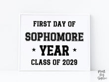 First Day Of Sophomore Year Sign Boy PRINTABLE Sports Style, High School Sign, Bold Simple Minimalist Modern Clean