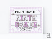 First Day Of 9th Grade Sign Glitter PRINTABLE, Ninth Grade Back To School Sign, Whimsical Bold Modern Elegant Girl Photo Prop