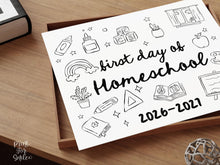 First Day of Homeschool Sign PRINTABLE, Cute Back to School Sign, Hand Drawn Illustrated Whimsical Modern Photo Prop, Instant Download 2026