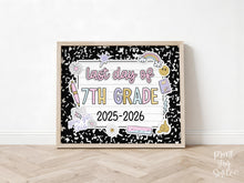 Last Day Of Seventh Grade Sign Pastel PRINTABLE, Last Day Of 7th Grade, Last Day Of School Sign For Girl Photo Prop