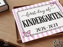 Pink First Day Of Kindergarten Sign Coquette PRINTABLE, Girl Back To School Sign, 1st Day Photo Prop, Cute Bow, Instant Download