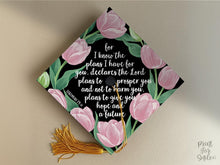 Grad Cap Topper PRINTABLE, For I Know The Plans I Have For You, Jeremiah 29:11, Graduation Decoration, Nurse, Teacher, Girl Hat Topper, Pink