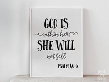 PRINTABLE God Is Within Her She Will Not Fall, Christian Bible Verse, Graduation Sign, Decor For Her