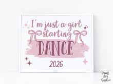 Girl First Day Of Dance Sign, PRINTABLE Back To School Sign, Cute Coquette Bow Pink Y2K Photo Prop, Balletcore Aesthetic