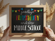 Last Day Of Elementary School Sign, Elementary Graduation Printable, 5th Grade Colorful Chalkboard School Photo Prop