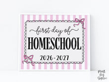 Pink First Day Of Homeschool Sign Coquette PRINTABLE, Girl Back To School Sign, 1st Day Photo Prop, Cute Bow, Instant Download
