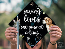 Vet Grad Cap Topper, Saving Lives One Paw at a Time, Graduation Cap Topper Printable, Floral Veterinary