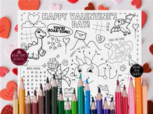 Dinosaur Valentines Day Placemat PRINTABLE For Kids Dino