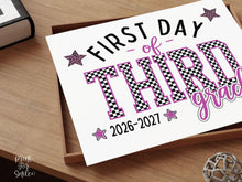 First Day of 3rd Grade Sign Printable, Trendy Checkered Leopard Preppy Poster, Third Grade 1st Day Back To School Sign, Instant Download