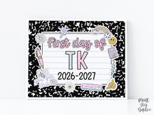 First Day Of Transitional Kindergarten Sign Pastel PRINTABLE, First Day Of TK Sign For Girl 1st Day Photo Prop