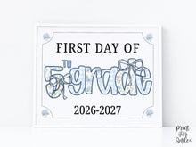 First Day Of Fifth Grade Sign 5th Modern Grandmillennial Cute Whimsical Elegant School Sign Photo Prop Coquette Floral Watercolor PRINTABLE