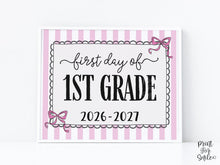 Pink First Day Of 1st Grade Sign Coquette PRINTABLE, First Grade Girl Back To School Sign, 1st Day Photo Prop, Instant Download
