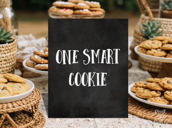 One Smart Cookie Sign PRINTABLE, Chalkboard Graduation Sign, Party Decorations, Grad