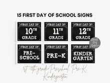 15 First Day Of School Signs Chalkboard BUNDLE Printable 1st - 12th Grade, Preschool, Pre-K, Kindergarten, Back To School Signs