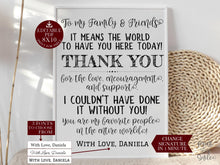 PRINTABLE Graduation Thank You Sign, Party Decorations Personalizable DIY, To My Family And Friends