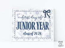 First Day Of Junior Year Sign, Toile PRINTABLE Back To School Sign, Photo Prop, Instant Download, Coquette Girl Bow Class Of 2028 11th Grade