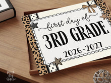 First Day of 3rd Grade Sign, Leopard Coquette Printable, 1st Day Girl Third Grade Back to School Sign, Trendy Bow Polka Dot